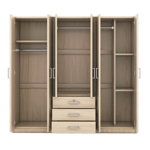 6-Doors Wooden Wardrobe Storage for Bedroom
