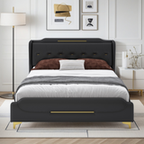 Queen Size Leather Bed Frame with Wingback Headboard & Footboard
