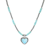 Southwest Elements 20x20mm Heart Shape Larimar & Navajo Pearl Beaded Necklace
