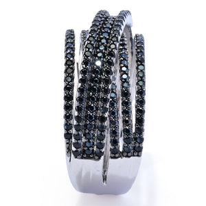 Platinum Plated Choice of Black Spinel or Zircon Highway Ring