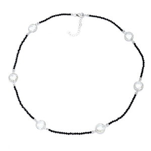 Platinum Plated 37.50ctw White Topaz & Black Spinel Necklace