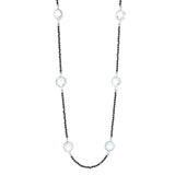 Platinum Plated 37.50ctw White Topaz & Black Spinel Necklace