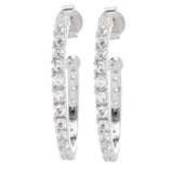 Platinum Plated Polished Choice of Gemstone 1" Hoop Earrings