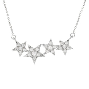 Platinum Plated Choice of Gemstone Shooting Stars East-West 18"+2" Necklace
