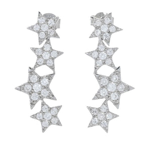 Platinum Plated Choice of Gemstone Shooting Stars Dangle Earrings