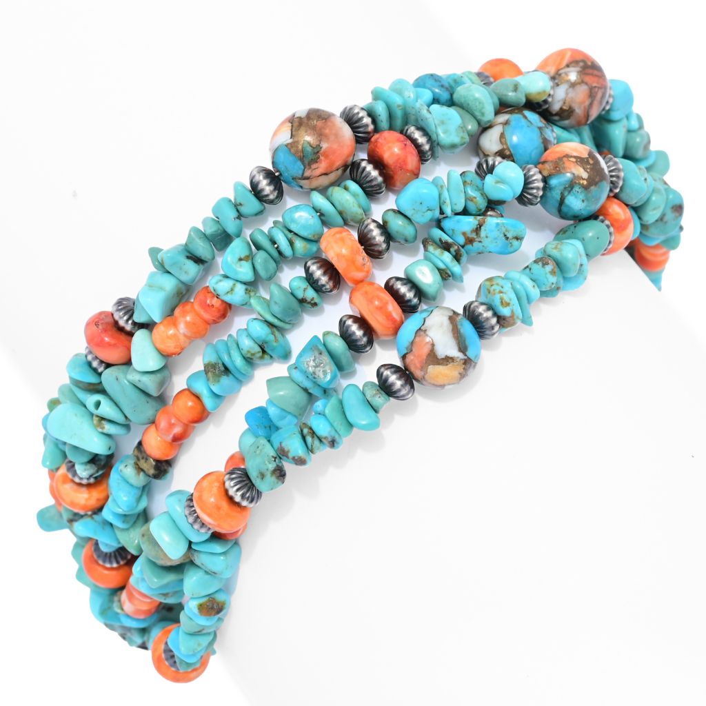 Southwest Elements Kingman Turquoise & Spiny Oyster Beaded Bracelet