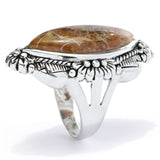 Southwest Elements Sterling Silver 24x12mm Marquise Shape Ammonite Shell Ring
