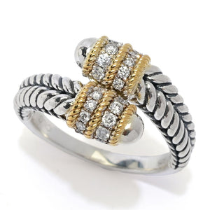 Melodia Diamonds 18K Vermeil 0.24ctw Round Lab Grown Diamond Bypass Ring