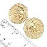 Graziella 23K Gold Plated Electroform Medusa Coin Stud Earrings