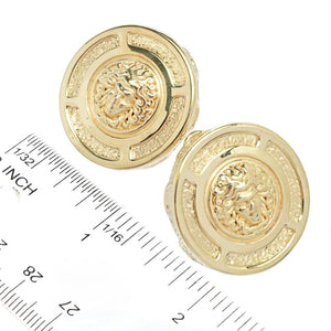 Graziella 23K Gold Plated Electroform Medusa Coin Stud Earrings