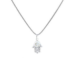 Artisan Silver by Samuel B. 9mm Shiva Eye Shell Hamsa Pendant w/ Chain