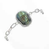 Artisan Silver by Samuel B. 22x16mm Carved Labradorite Buddha Head Bracelet