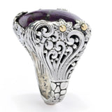 Artisan Silver by Samuel B. 18K Gold Accented 19x18mm Cushion Purpurite Ring