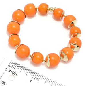 Graziella 23K Gold Plated Choice of Color 13mm Quartz Stretch Bracelet
