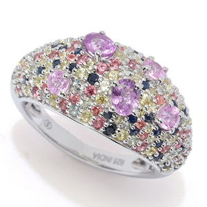 Gem Treasures 2.62ctw Oval & Round Multi Sapphire Mosaic Cluster Ring