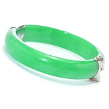 Far East Jewelry Sterling Silver 13-14mm Jade Choice of Size Bangle Bracelet