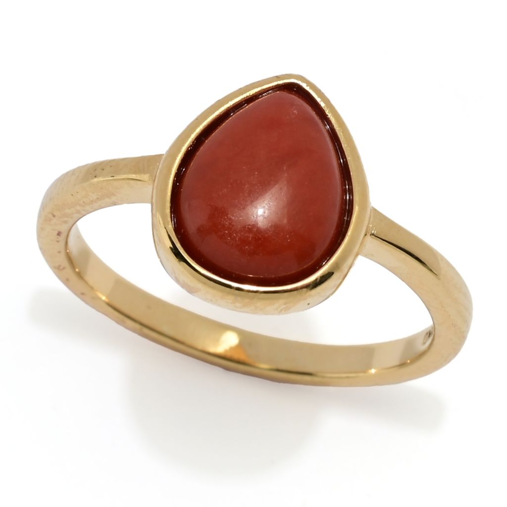 Far East Jewelry 14K Gold Plated Choice of Shape & Color Jade Stack Ring