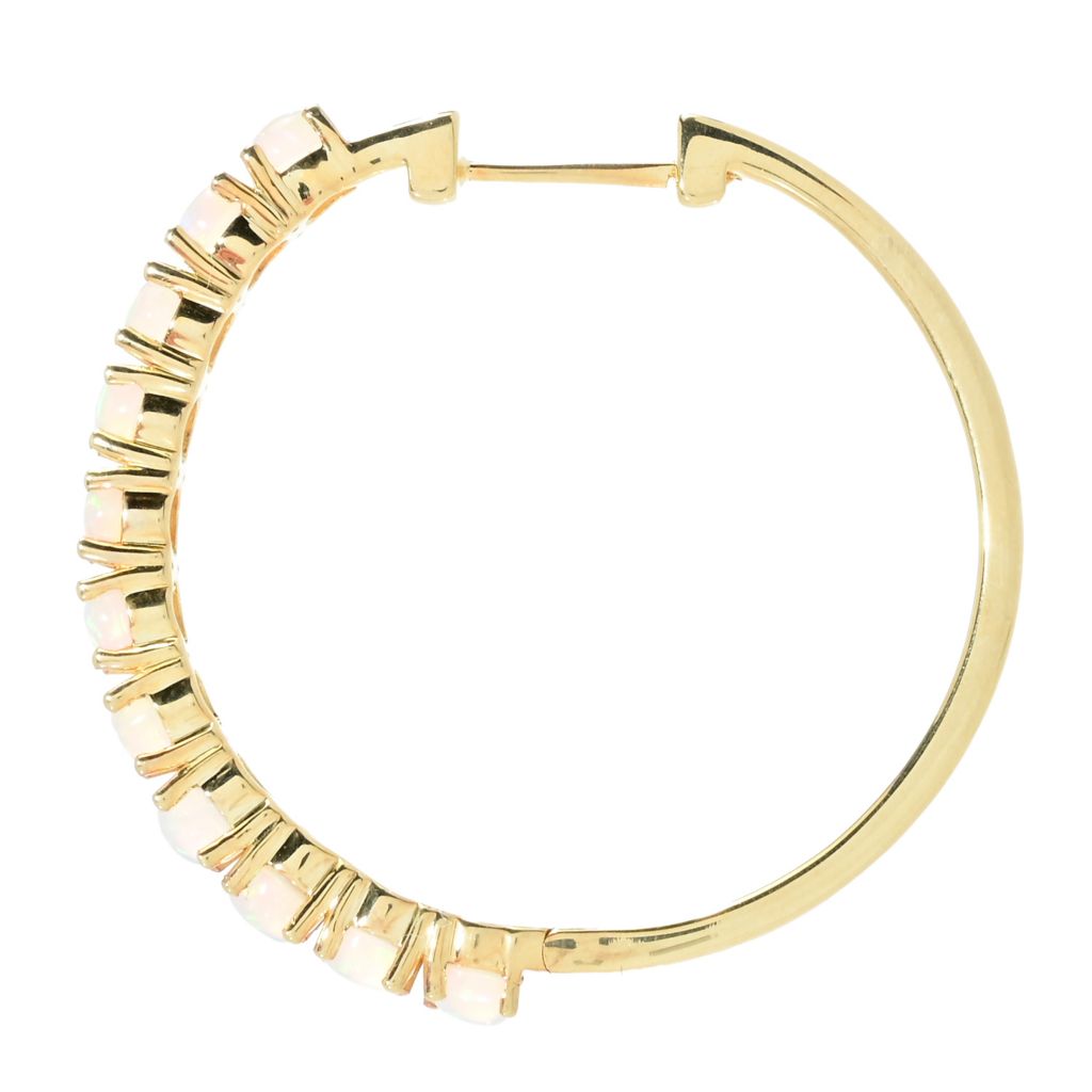 Gem Treasures 18K Vermeil or Sterling Silver Ethiopian Opal Hoop Earrings