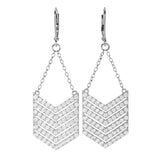 Platinum Plated "Hollywood" 4.75ctw White Zircon Multi Row Chevron Earrings