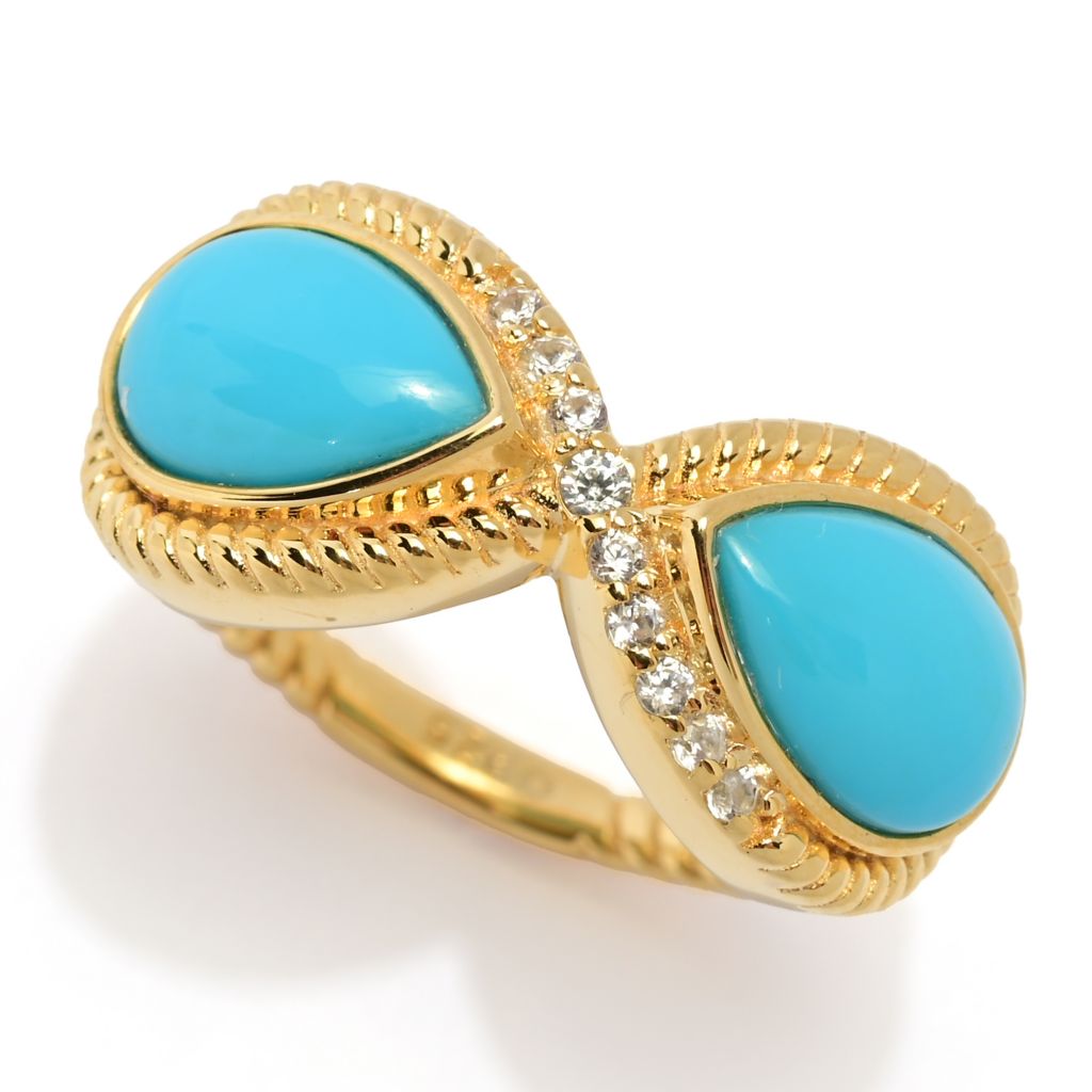 Elemental Gems 18K Gold Plated Sleeping Beauty Turquoise Infinity Braided Ring