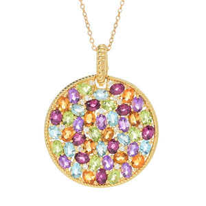 Elemental Gems 7.55ctw Multi Gem Cluster Medallion Enhancer Pendant