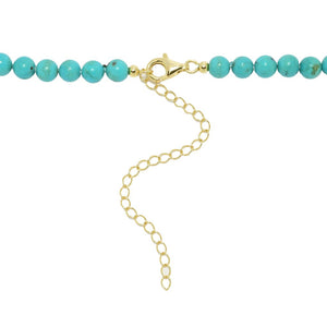 Elemental Gems 6mm Turquoise Bead & Hammered Rondelle 18"+3" Necklace
