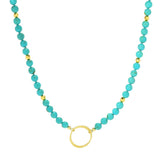 Elemental Gems 6mm Turquoise Bead & Hammered Rondelle 18"+3" Necklace