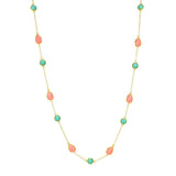 Elemental Gems Salmon Coral & Campitos Turquoise 20"+2" Station Necklace