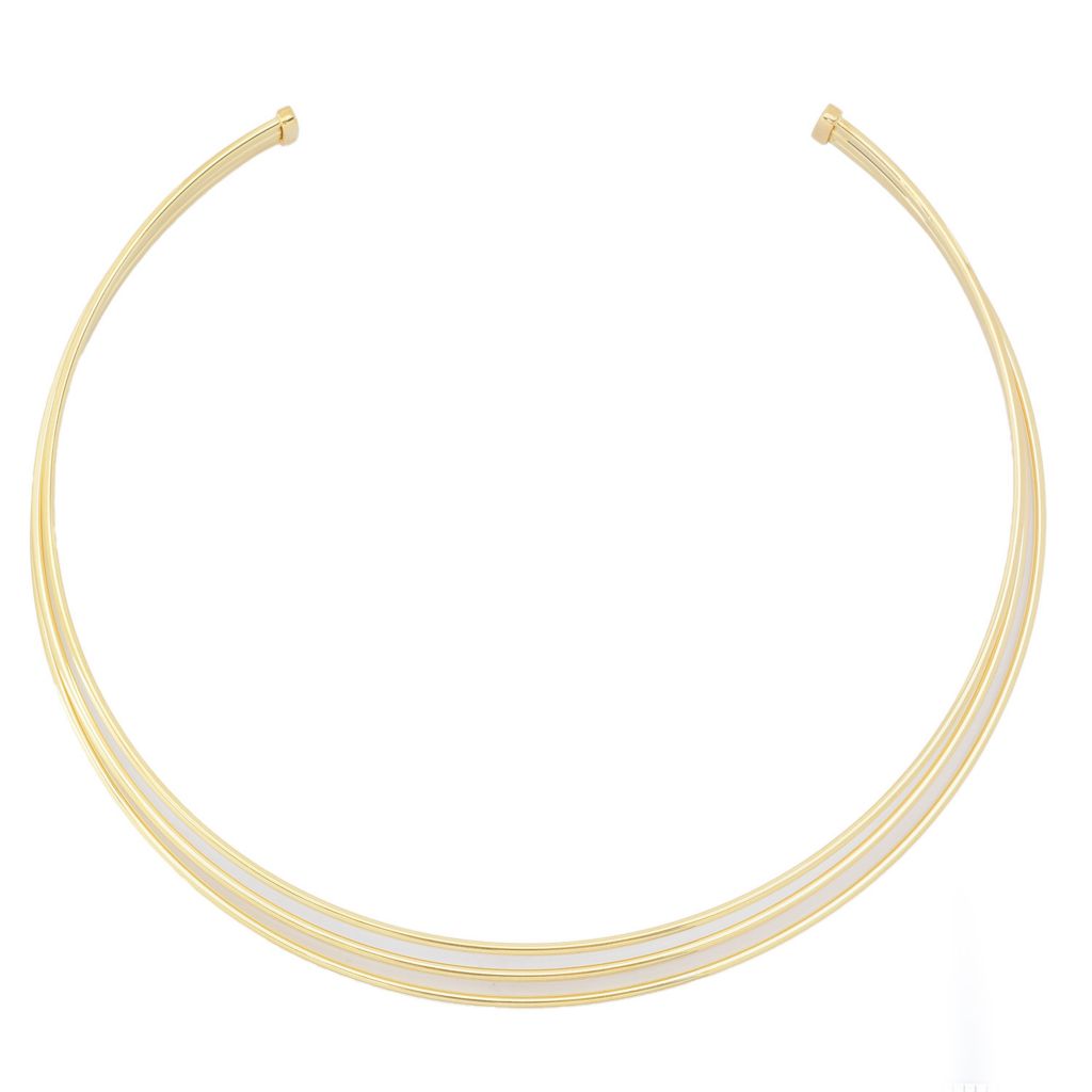 Toscana Italiana Gold or Platinum Plated Triple Row Statement Collar Necklace