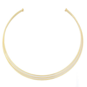 Toscana Italiana Gold or Platinum Plated Triple Row Statement Collar Necklace