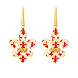 Toscana Italiana "Flora Carta" Printed Paper & Enamel Fleur-De-Lis Earrings