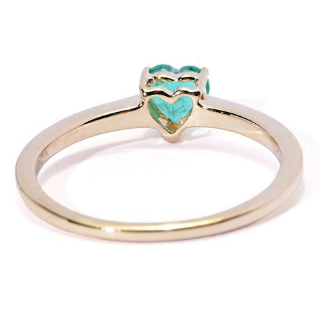 Gem Treasures 14K Gold 5mm Heart Shape Zambian Emerald Solitaire Ring