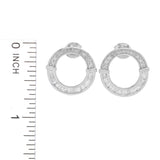 Diamond Treasures 0.61ctw Tapered Baguette & Round Diamond Hoop Earrings