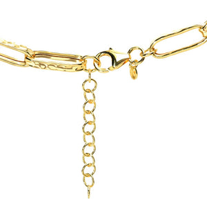 Toscana Italiana 18K Gold Plated Acqua Bagnata Choice of Gem Paperclip Necklace