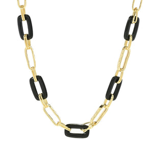 Toscana Italiana 18K Gold Plated Acqua Bagnata Choice of Gem Paperclip Necklace