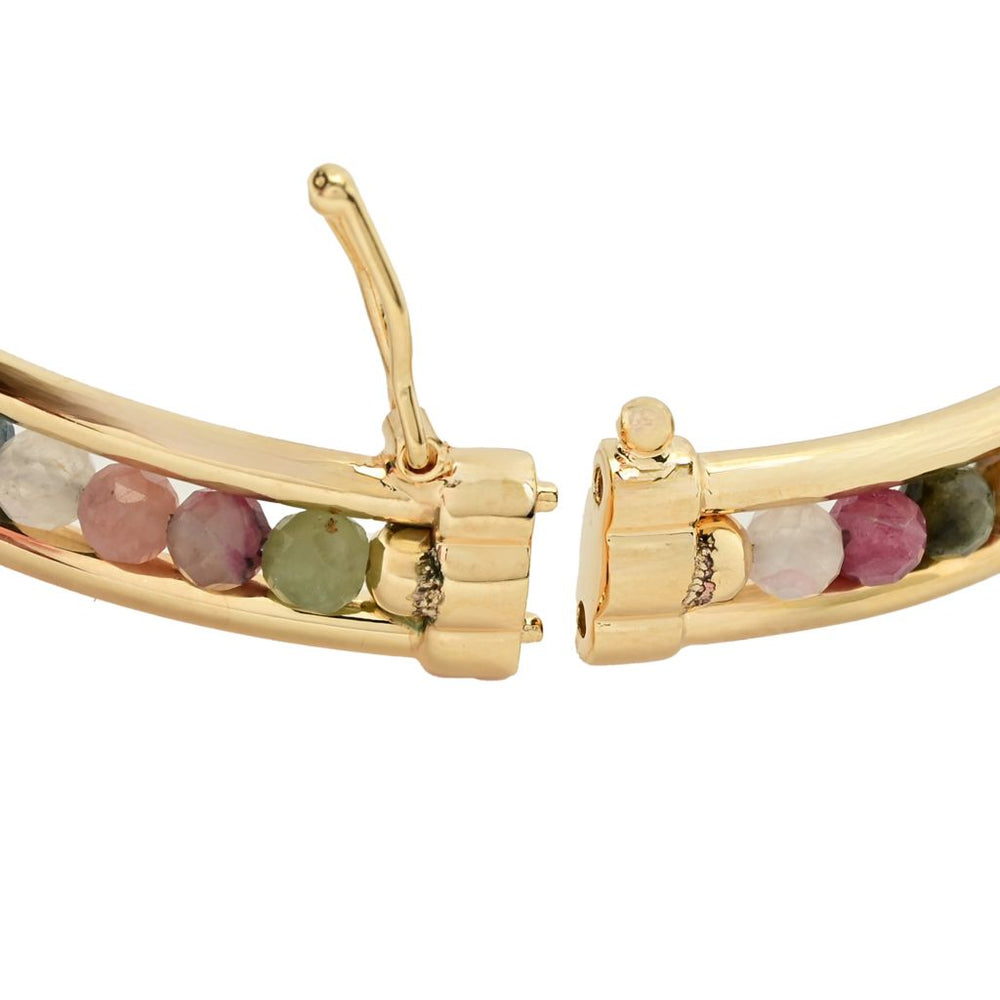 Toscana Italiana 18K Gold Plated Choice of Gem Bead Bangle Bracelet