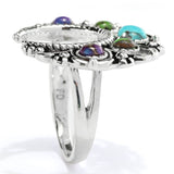 Southwest Elements Sterling Silver Mohave Turquoise Squash Blossom Ring