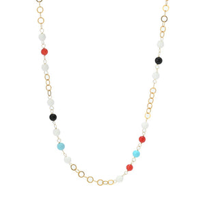 Bello Italiano 18K Gold Plated Multi Gemstone Station Necklace