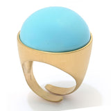 Bello Italiano 18K Gold Plated Turquoise or Orange Agate Statement Ring