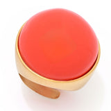 Bello Italiano 18K Gold Plated Turquoise or Orange Agate Statement Ring