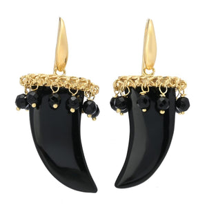 Bello Italiano 18K Gold Plated Choice of Gem Italian Horn Drop Earrings