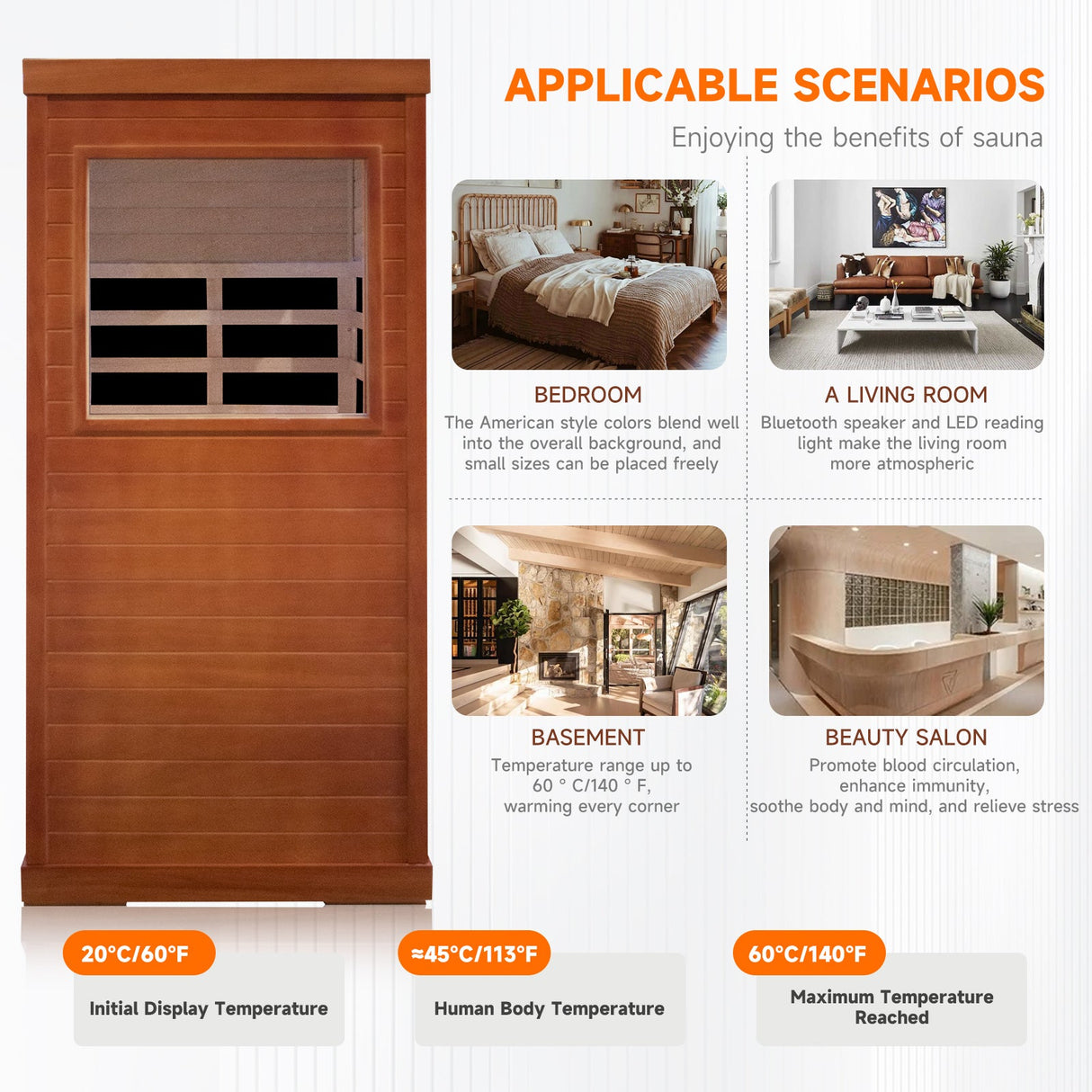 HOSAUNA Infrared Sauna Room - Single Room