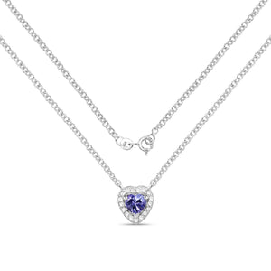 0.55 Carat Genuine Tanzanite and White Topaz .925 Sterling Silver Necklace