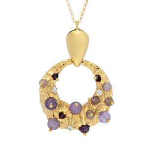 Gaetano Vitiello "Bolle" Amethyst & Simulated Diamond Pendant w/ Chain