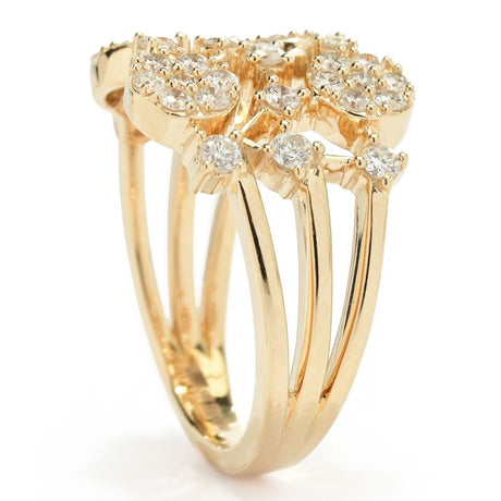 Gems of Distinction 14K Gold 0.82ctw Pave Diamond Multi Row Station Ring