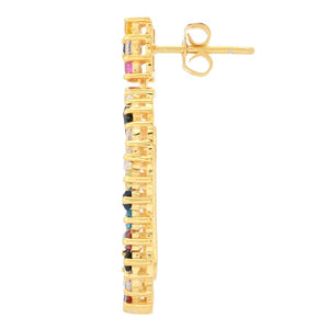 "Color Crush" Simulated Gem Baguette Open Drop Earrings