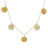 "Color Crush" Simulated Gemstone Pave Disc Charm Necklace