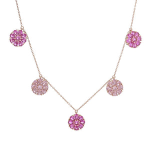 "Color Crush" Simulated Gemstone Pave Disc Charm Necklace