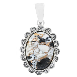 Southwest Elements Sterling Silver White Buffalo & Bronze Enhancer Pendant