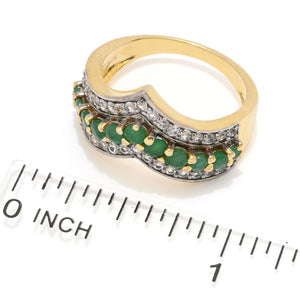 Cocci Collection 1.23ctw Brazilian Sakota Emerald & Zircon Chevron Ring